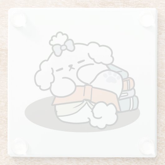 Boeken en blaffen - Schattige Sleepy Dog Reading D Glazen Onderzetter (Achterkant)