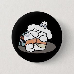 Boeken en blaffen - Schattige Sleepy Dog Reading D Ronde Button 5,7 Cm