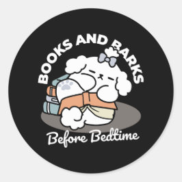 Boeken en blaffen - Schattige Sleepy Dog Reading D Ronde Sticker