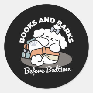 Boeken en blaffen - Schattige Sleepy Dog Reading D Ronde Sticker