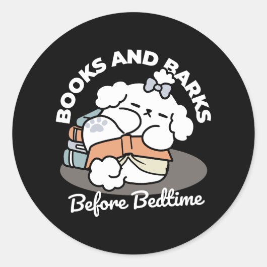 Boeken en blaffen - Schattige Sleepy Dog Reading D Ronde Sticker (Voorkant)