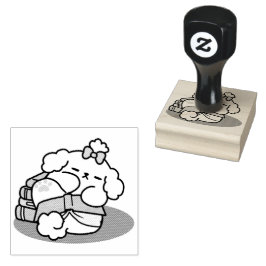 Boeken en blaffen - Schattige Sleepy Dog Reading D Rubberstempel