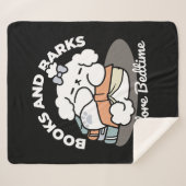 Boeken en blaffen - Schattige Sleepy Dog Reading D Sherpa Deken (Voorkant (horizontaal))