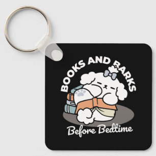 Boeken en blaffen - Schattige Sleepy Dog Reading D Sleutelhanger