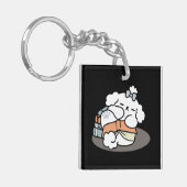 Boeken en blaffen - Schattige Sleepy Dog Reading D Sleutelhanger (Voorkant Links)