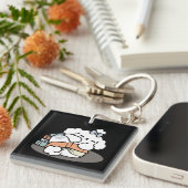 Boeken en blaffen - Schattige Sleepy Dog Reading D Sleutelhanger (Voorkant Rechts)