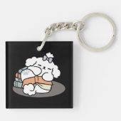 Boeken en blaffen - Schattige Sleepy Dog Reading D Sleutelhanger (Achterkant)