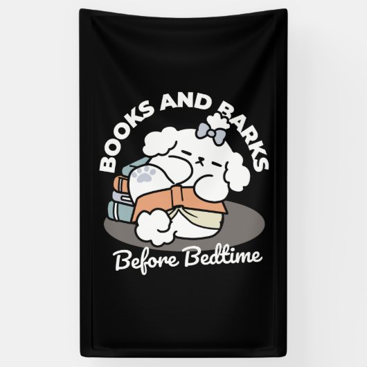 Boeken en blaffen - Schattige Sleepy Dog Reading D Spandoek (Verticaal)