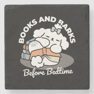 Boeken en blaffen - Schattige Sleepy Dog Reading D Stenen Onderzetter