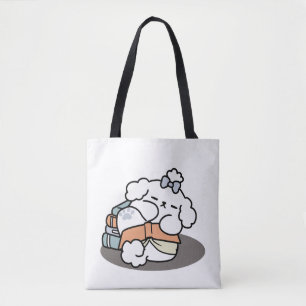 Boeken en blaffen - Schattige Sleepy Dog Reading D Tote Bag