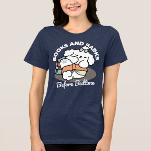 Boeken en blaffen - Schattige Sleepy Dog Reading D Tri-Blend Shirt