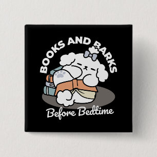Boeken en blaffen - Schattige Sleepy Dog Reading D Vierkante Button 5,1 Cm