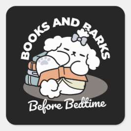 Boeken en blaffen - Schattige Sleepy Dog Reading D Vierkante Sticker