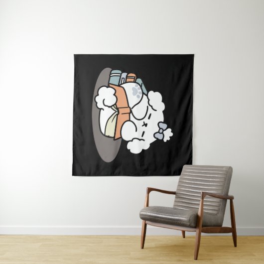 Boeken en blaffen - Schattige Sleepy Dog Reading D Wandkleed (In Situ (horizontaal))