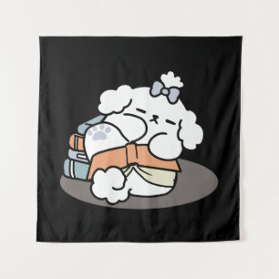 Boeken en blaffen - Schattige Sleepy Dog Reading D Wandkleed