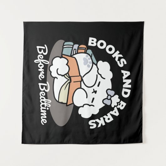 Boeken en blaffen - Schattige Sleepy Dog Reading D Wandkleed (Voorkant (horizontaal))