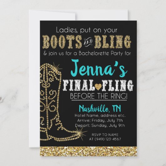 Boeken en Bling Country Western Nashville Party Kaart (Voorkant)