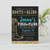 Boeken en Bling Country Western Nashville Party Kaart (Staand voorkant)