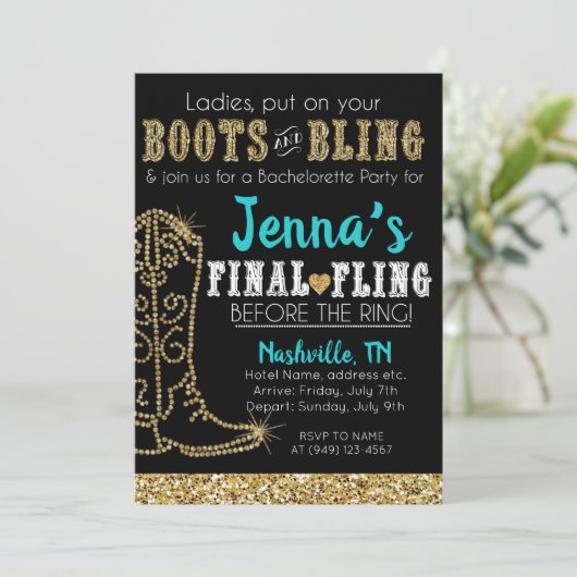 Boeken en Bling Country Western Nashville Party Kaart (Staand voorkant)