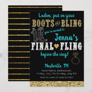 Boeken en Bling Country Western Nashville Party Kaart