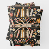 Boeken en bloemen cadeau Label Inpakpapier Vel (In situ)