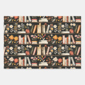 Boeken en bloemen cadeau Label Inpakpapier Vel (Voorkant)