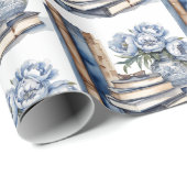 Boeken en bloemen cadeaupapier (Rol Hoek)