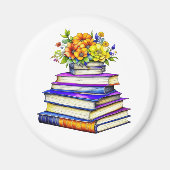 boeken en bloemen gepersonaliseerd magneet (Voorkant)
