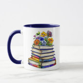   boeken en bloemen gepersonaliseerd mok (Links)