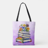   boeken en bloemen gepersonaliseerd tote bag (Achterkant)