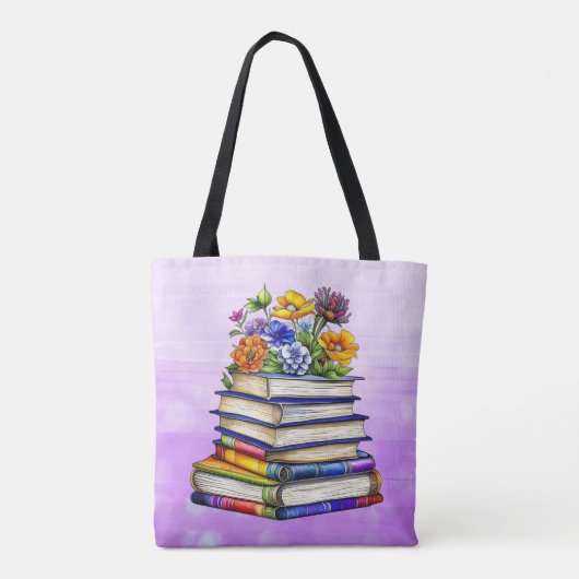   boeken en bloemen gepersonaliseerd tote bag (Achterkant)