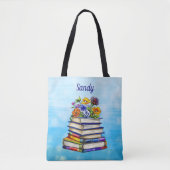 boeken en bloemen gepersonaliseerd tote bag (Voorkant)