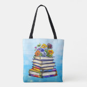 boeken en bloemen gepersonaliseerd tote bag (Achterkant)