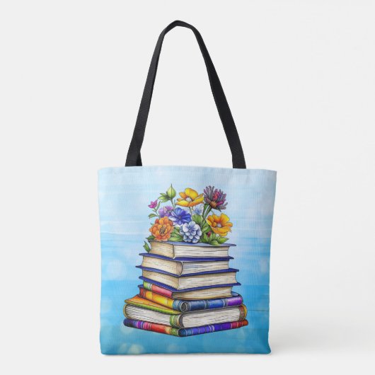   boeken en bloemen gepersonaliseerd tote bag (Achterkant)
