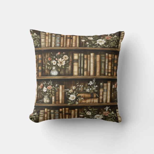 Boeken en bloemen Sierkussen (Voorkant)
