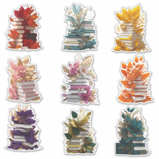 Boeken en bloemen sticker (Voorkant)