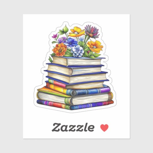 boeken en bloemen sticker (Vel)