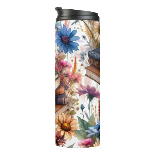 Boeken en Bloemen Thermische Tumbler Thermosbeker (Geroteerd rechts)