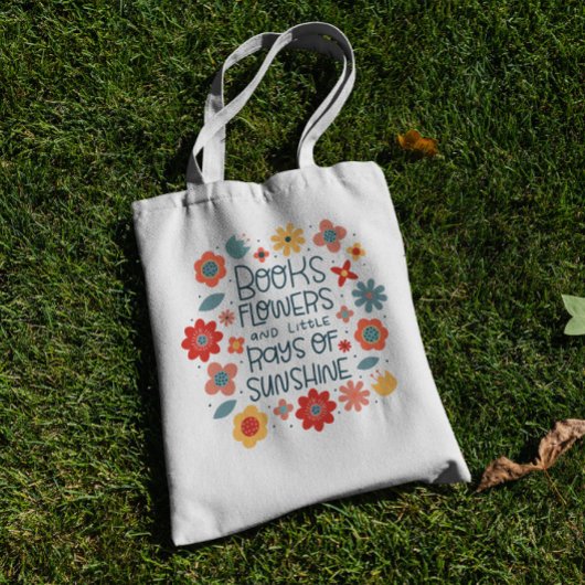 Boeken en bloemen tote bag