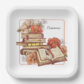 Boeken en Bloemen Vierkant Papieren Bordje (Voorkant)