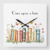 Boeken en bloemen vierkante klok (Voorkant)