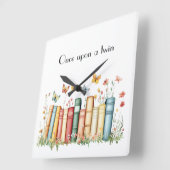 Boeken en bloemen vierkante klok (Hoek)