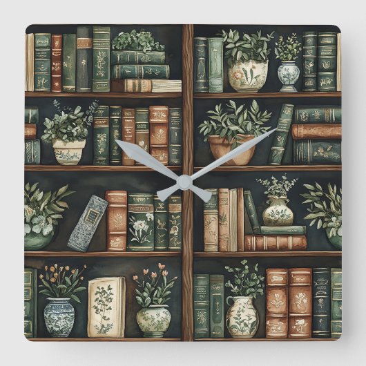 Boeken en bloemen wandklok (Voorkant)