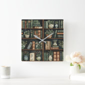 Boeken en bloemen wandklok (Huis)