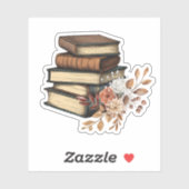  boeken en bloemen waterdicht sticker (Vel)
