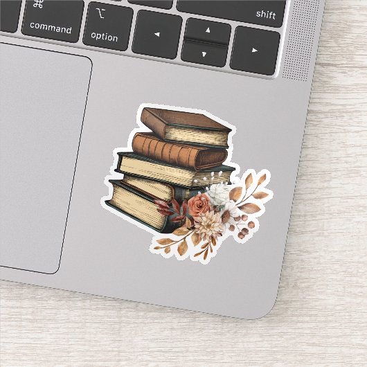  boeken en bloemen waterdicht sticker (Detail)