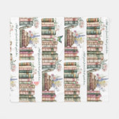 boeken en bloesems | Gepersonaliseerde bibliothee Fleece Deken (Voorkant (Horizontaal))