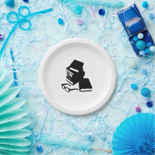 Boeken en bril papieren bordje (Feest)