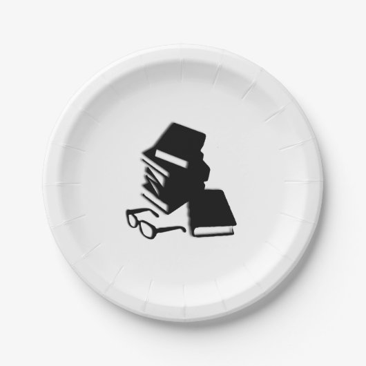 Boeken en bril papieren bordje (Voorkant)