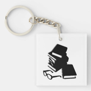 Boeken en brillen sleutelhanger